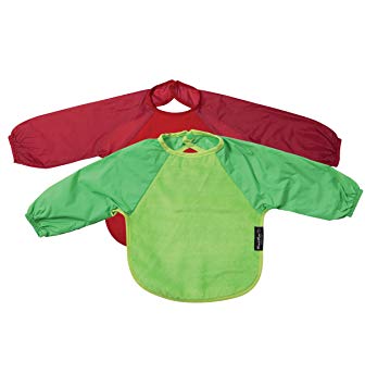 Mum 2 Mum Sleeved Wonder Bib, Large, 2 pack - Red, Lime