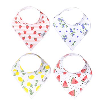 Baby Bandana Drool Bibs for Drooling and Teething 4 Pack Gift Set For Girls “Georgia Set” by Copper Pearl