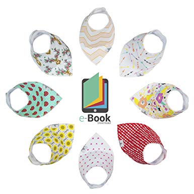 8-Pack Baby Bandana Drool Bib Drooling & Teething, Organic Cotton, Ultra Absorbent, Nickel-Free Adjustable Snaps, Shower Gift Set- 3 Designs Available(Boy, Girl, Unisex) Apparel Baby Babies Kids