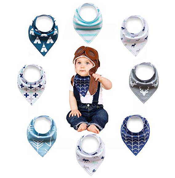 Baby Bandana Drool Bibs 100% Organic Cotton - Soft and Super Absorbent Bib for drooling Teething Boys