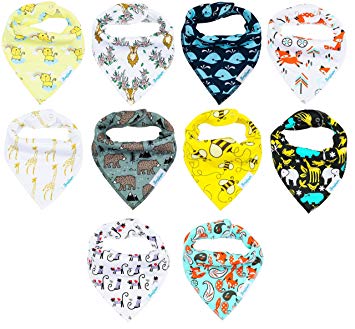 BabyGiggles 10-Pack Unisex Bandana Bibs For Newborns, Infants & Toddlers – Soft & Hypoallergenic...