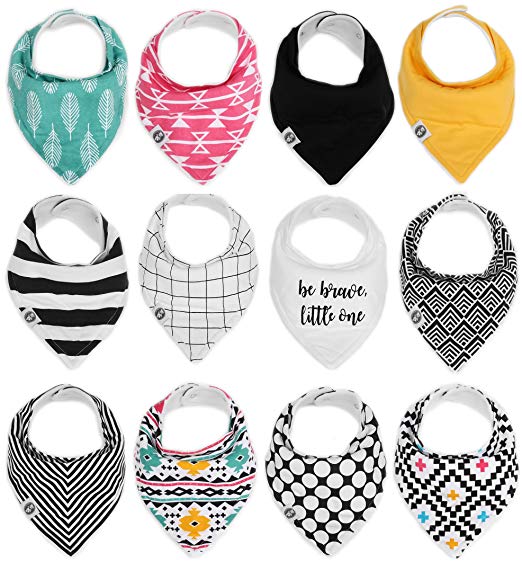 Baby Bandana Drool Bibs for Boys & Girls 12 Pack Tribal Set by Mumby