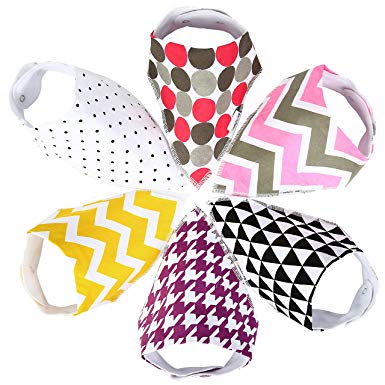 Baby Bandana Burp Bibs for Drooling and Teething 6 Pack Gift Set (Girls Bright)