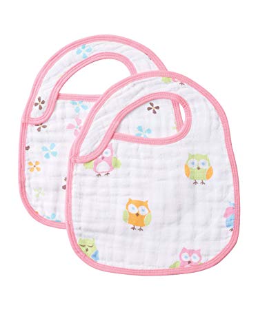 Angel Dear Muslin Bibs, Pink Owl