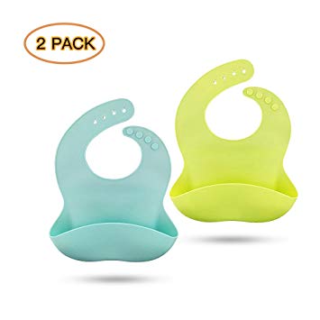 TuffGear Waterproof Silicone Bib Comfortable Soft Baby Bibs Keep Stains 2 Color