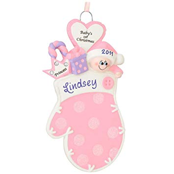 Pink Mitten Baby Child Ornament