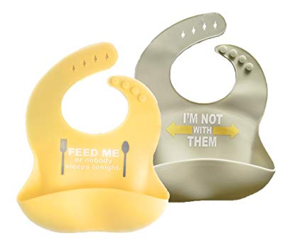 Wipe & Go Silicone Bibs 2-pack: Wipeable, Portable, Environmentally Friendly