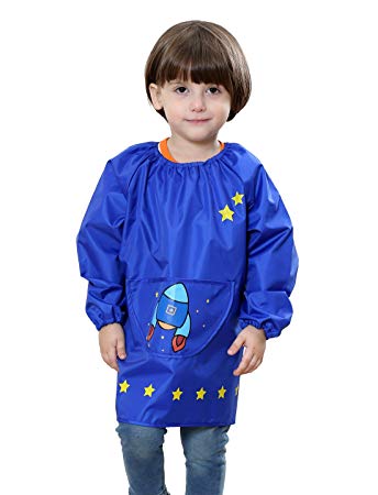 Rocket Cute Cartoon Waterproof Bibs Baby Smock Apron Overclothes for Kids Child Toddler Pullover...