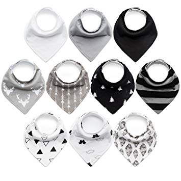 10-Pack Baby Bibs Upsimples Baby Bandana Drool Bibs for Drooling and Teething, 100% Organic Cotton and...