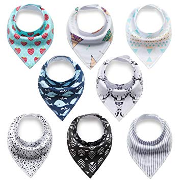 Baby Bandana Drool Bibs, Disbest Hypoallergenic Unisex Teething Bibs Soft Absorbent Cotton Fabric 8...