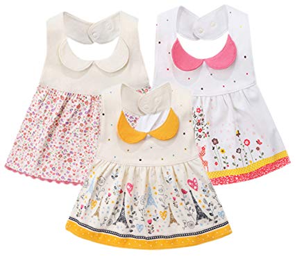 GZMM Baby Girl's Waterproof Dress Bibs With Adjustable Snaps Princess Style