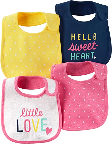 Carter's Baby Girls' 4-Pack Multi Dots Bibs