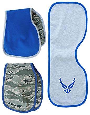 TC US Air Force Logo Baby 3 pc Burp Bib Cloth Set