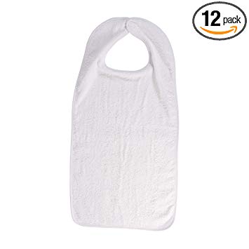 DMI Washable Reusable Patient Clothing Protector Terry Cloth Adult Bib with Hook and Loop Closure...