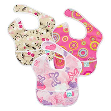 Bumkins Baby Bib, Waterproof SuperBib 3 Pack, G6 (Pink Fizz/Butterfly/Flutter Floral) (6-24 Months)