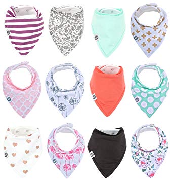 Baby Bandana Drool Bibs for Girls 12 Pack