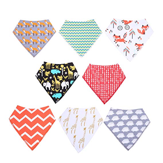 Baby Bibs Baby Bandana Drool Bibs Drooling and Teething - Unisex 8-Pack Boys and Girls