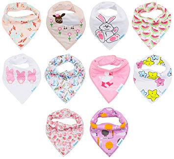 BabyGiggles 10-Pack Bandana Bibs For Baby Girls, Newborns, Infants & Toddlers – Soft &...