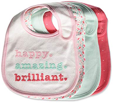 Carter's Baby Girls' 4-Pack Happy Geo Bibs